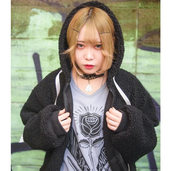 パーカー レディース フード ジップパーカー Zip 長袖 フリーサイズ ブラック 羽織 Hellcatpunks ヘルキャットパンクス ボアパーカー ｖ系のファッションブランド ゴスロリ系のファッションブランド一覧