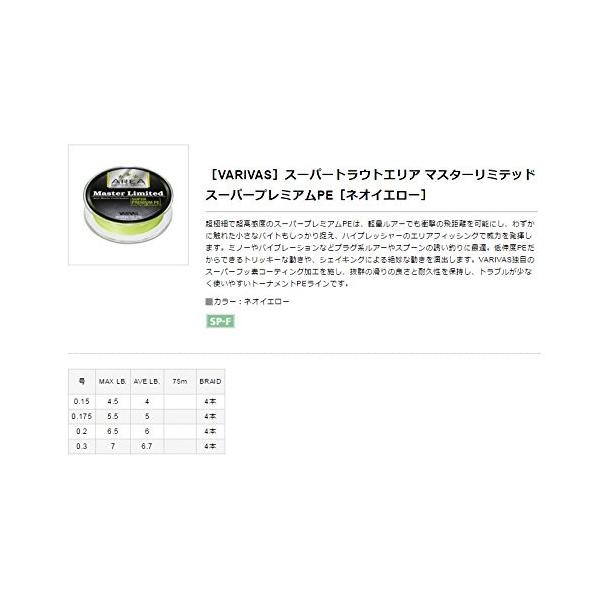 モーリス Morris Peライン バリバス 価格交渉ok送料無料 スーパートラウトエリア 75m マスターリミテッドスーパープレミアムpe 0 2号 6 5l