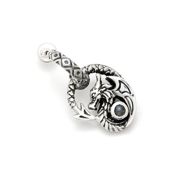 シルバーアクセサリー ピアス メンズ 最安値に挑戦 飛龍がゆらゆらと揺れる幻想的なラブラドライトピアス クワイエットファング Quietf シルバー 925