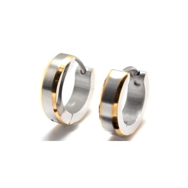 サイド 高い素材 ゴールド ライン ステンレス ピアス