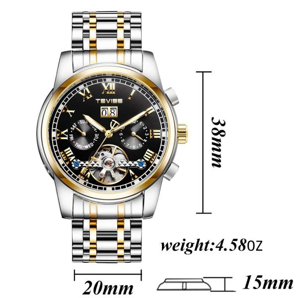 Gute腕時計 メンズ 自動巻き 日付 曜日 24時間 シンプル 夜光 ステンレスバンド 格好良い ベーシック