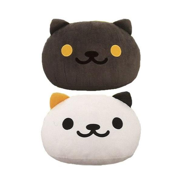 ねこあつめ めちゃでか顔型ぬいぐるみ くろねこさんとしろみけさん 全