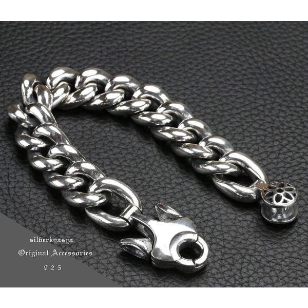 Silverkyasya 超厚重シルバー925 送料無料 激安 お買い得 キ フト 桜 ブレスレット メンズ シルバー サクラ さくら 925チェーン Idブレスレット シル