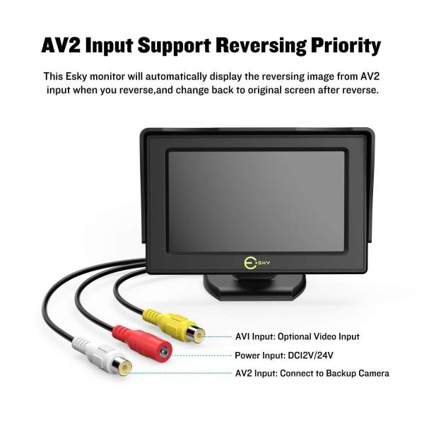 Esky オンダッシュ液晶モニター 4 3インチ 車載 12v車用 新作製品 世界最高品質人気 折りたたみベース