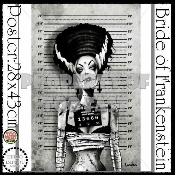 ポスター フランケンシュタイン嫁マグショット柄 インテリア雑貨