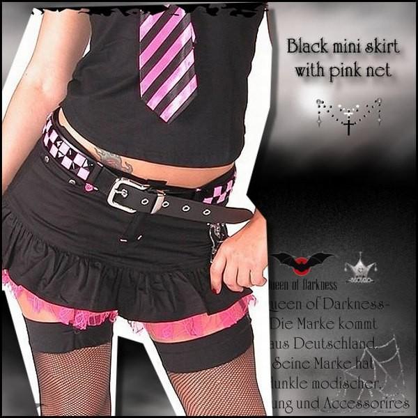 パンク ファッション 蜘蛛の巣レース覗くローライズミニ丈デニム