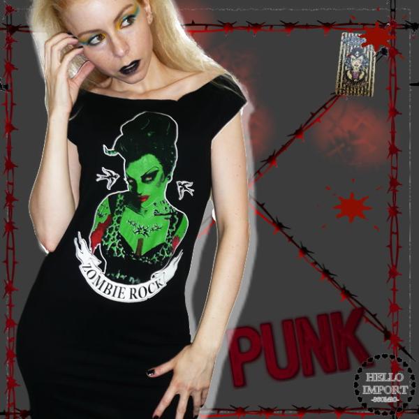 廃盤 ゾンビ柄ロング丈Tシャツ tee パンク 服 ファッション レディース