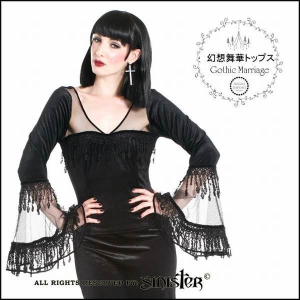 ゴシック 堕天使の花嫁トップス ベネチアンレースのフレア