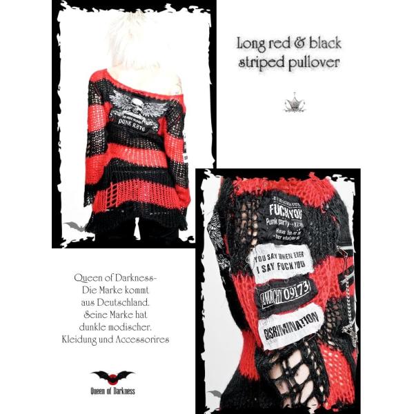 パンクロック 服 ボーダー柄ジップアップニットセーター ドクロ 安全ピン 激安通販販売 Wot277 クラッシュダメージ チェーン