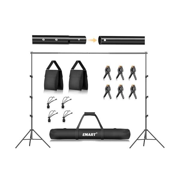 EMART 背景スタンド 260x300cm 高さ 撮影スタンド 撮影用 背景スタンドセット グリーンバックスタンド 写真撮影用 人物 商品 ビ