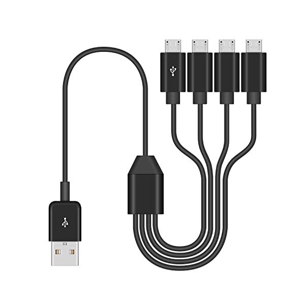 Duttek マイクロUSB充電ケーブル 4 in 1 Micro USB分岐ケーブル USB2.0