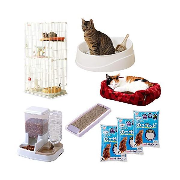 春早割 アイリスオーヤマ 初めて猫を飼う方にネコちゃんおむかえケージ付き6点セット Hello 猫 犬用品 初めて猫を飼う方にネコちゃんおむかえケージ付き6点セット ペットドア Dolly