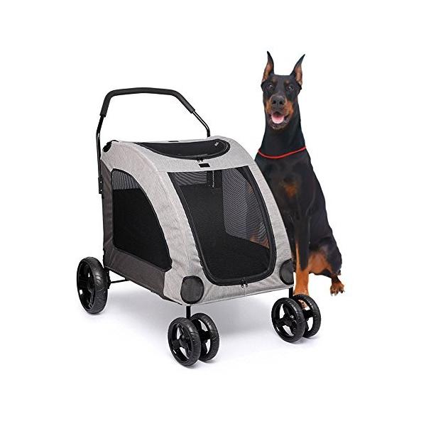 ペットカート 大型犬 中型犬 4輪 耐荷重60kg 大型犬の介護用 犬 お出かけ バギー 通気 前も後ろも網窓 介護 老犬 ペットバギー Sambalrestaurant Pl