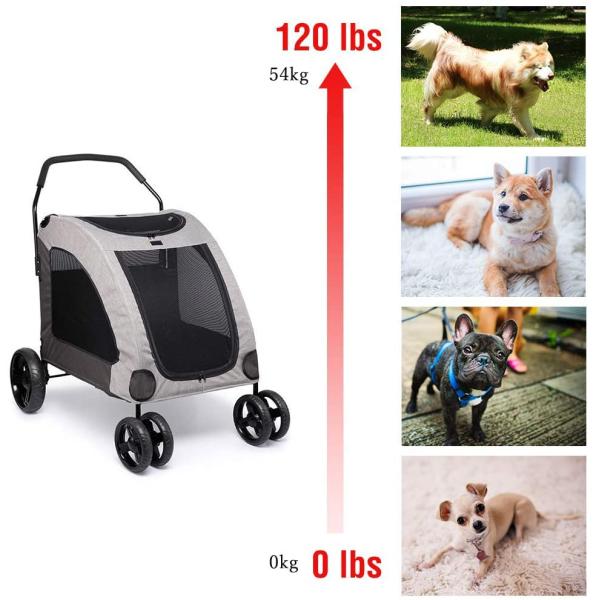 ペットカート 大型犬 中型犬 4輪 耐荷重60kg 大型犬の介護用 犬 お出かけ バギー 通気 前も後ろも網窓 介護 老犬 ペットバギー Sambalrestaurant Pl