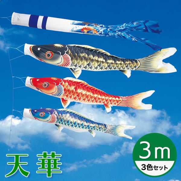 天泳ぐ華やかな鯉のぼり☆天華錦鯉 3M 3色セット【こいのぼり