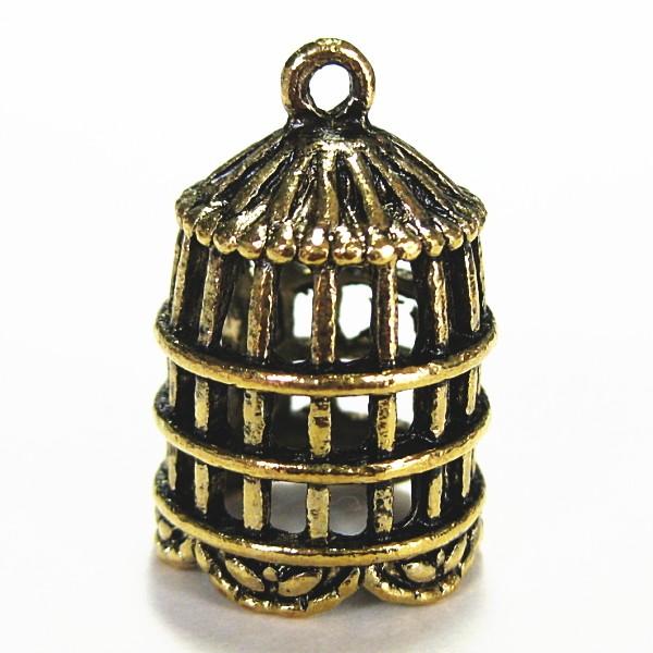 1054-《メタルチャーム・パーツ》 鳥かご 金古美 26x18mm