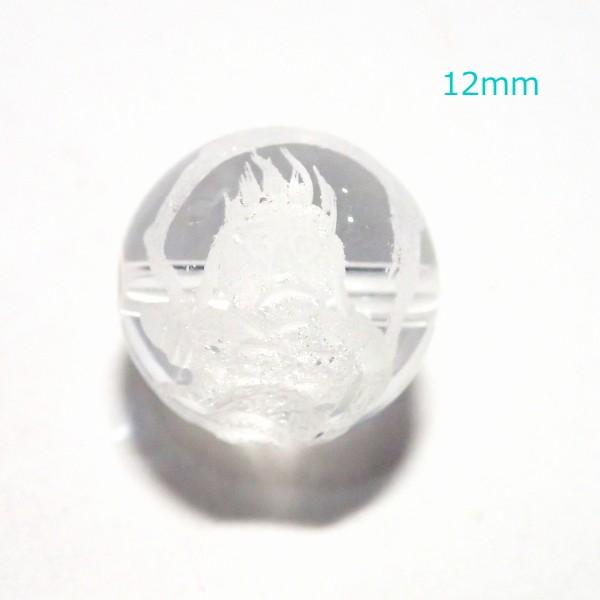 天然石　3ねこ　水晶 12295-《天然石水晶彫》 風神 12mm 1個 : Hello-Space Beads Land