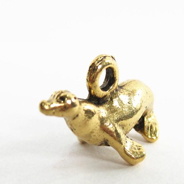 13115-【NYピューター】 あしか チャーム 金古美 20mm 5個/1
