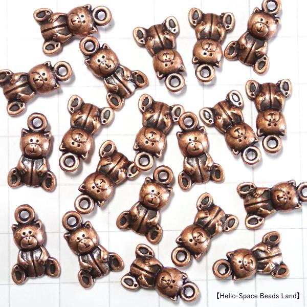 1559-《メタルチャーム・パーツ》 おもちゃのクマ 銅古美 16x10mm