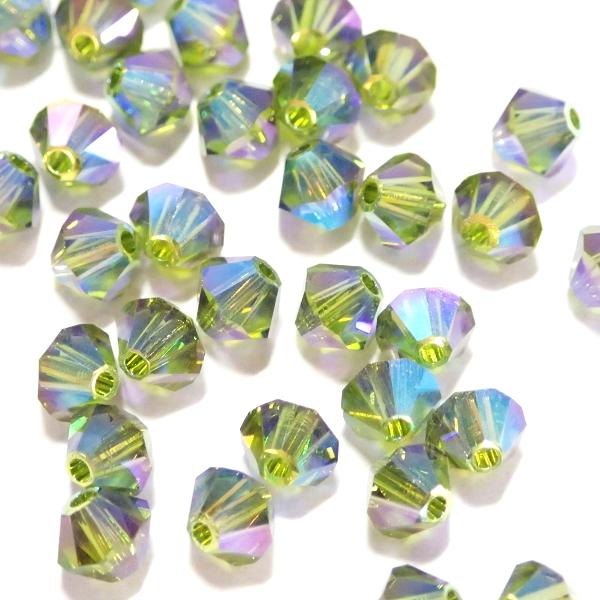 激安！1セット限定、スワロフスキーAB2X、特殊カラー最終お値下げ！早い者勝ち！ 2288-SB4OL-AB2X スワロフスキー 4mmソロバン オリーブAB2X 25個/1