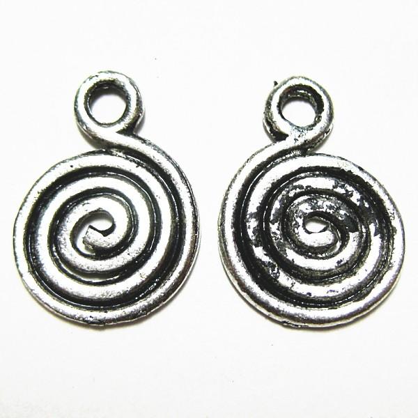 30302-《メタルチャーム・パーツ》 渦巻き 銀古美 18x13mm 10個