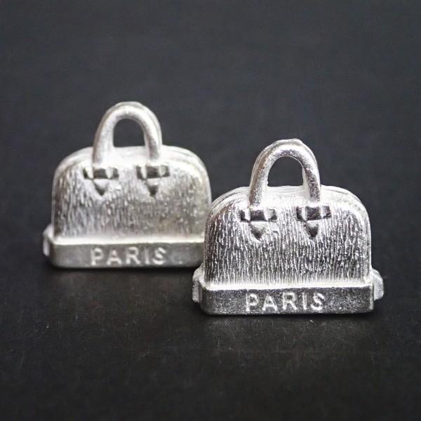 30509-【ＮＹピューター】★１００円均一★バッグチャーム 白銀色 １５ｘ１７．５mm ２個/１セット