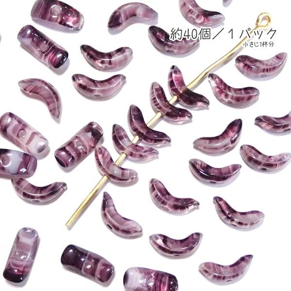 3874-2009　チェコウイング　アメジストホワイト　９x４ｍｍ　約４０個/１パック