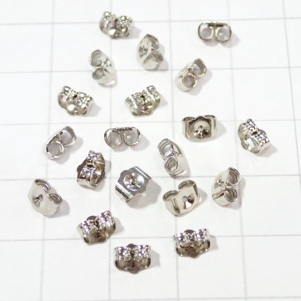 4164-《イヤーパーツ》　ピアスキャッチ　銀色　４×６mm　２０個/１セット