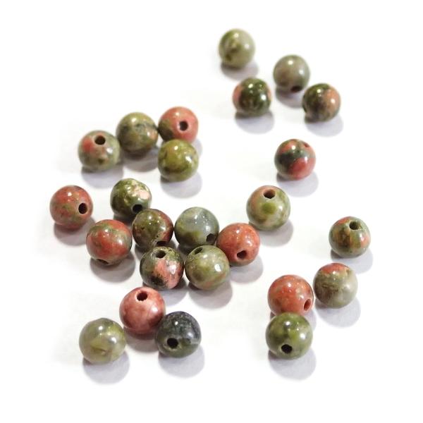 4290-天然石 4mm丸玉 ウナカイト 25粒 : Hello-Space Beads Land