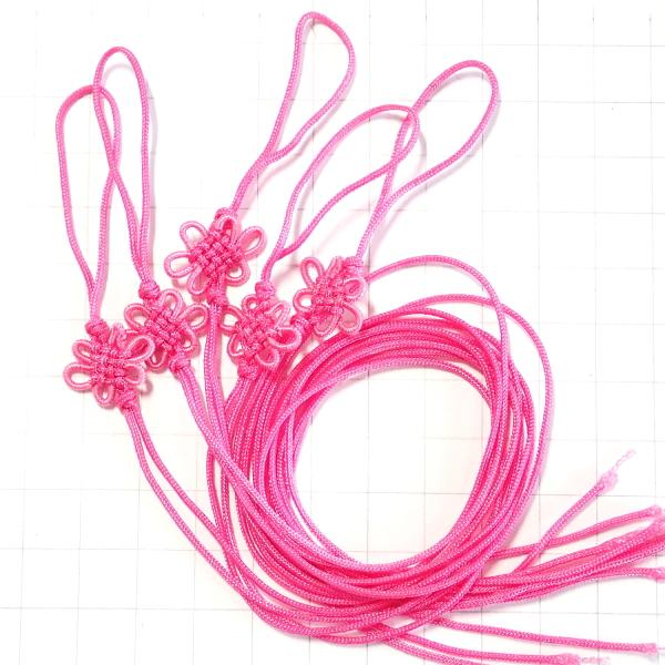 5112-《50円均一》 中国結い紐 ピンク（処分品）全長約30cm 5本