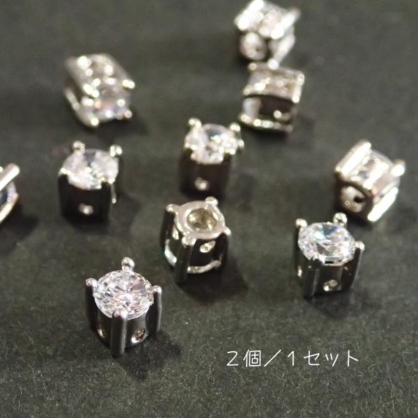 パーツセットT ジルコニア999円 6508-ジルコニア パーツ クリア シルバー 角 4mm 2個/1セット