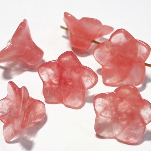 7738-《天然石 立体花》 ストロベリークォーツ 16mm 6個/1パック