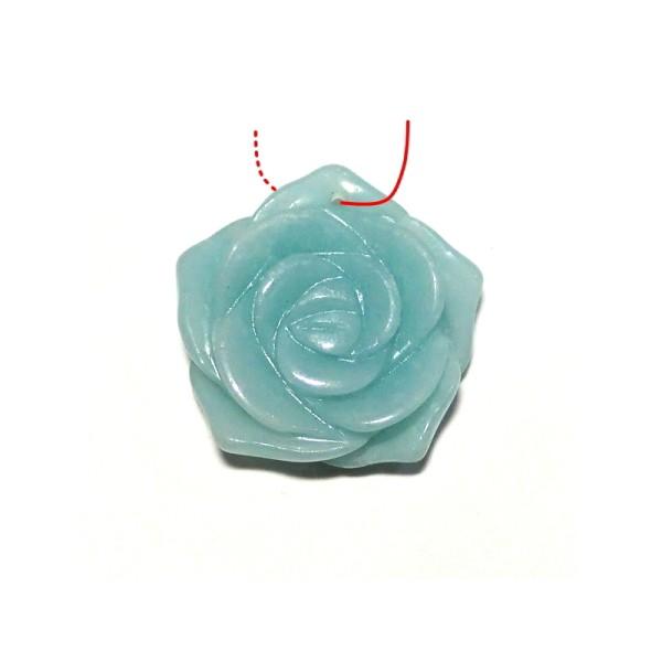 8490-《天然石 フラワー》 薔薇ペンダント アマゾナイト 20mm 1個