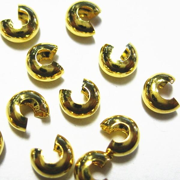 9104-【基本パーツ】　クリンプカバー　金色　３mm　約５０個/１セット