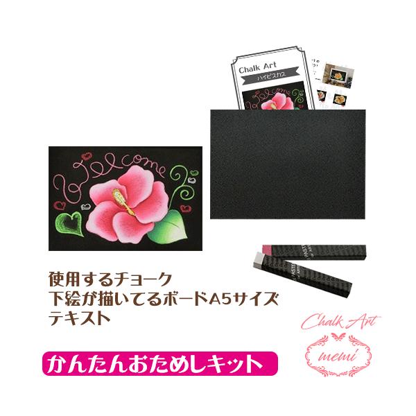 チョークアート 画材 キット 選べる2色 ハイビスカス ピンク オイルパステル 塗り絵 黒板