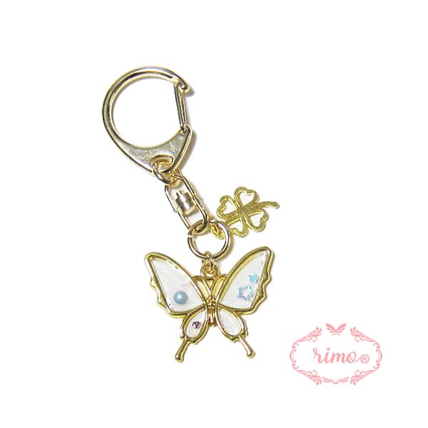 ちょうちょ クローバー 四つ葉 チャーム 大人 キーホルダー かわいい プレゼントに人気 メール便 送料無料 大人 かわいい チャーム 雑貨 おしゃれ バッグチャームAtelier memi アトリエメミ