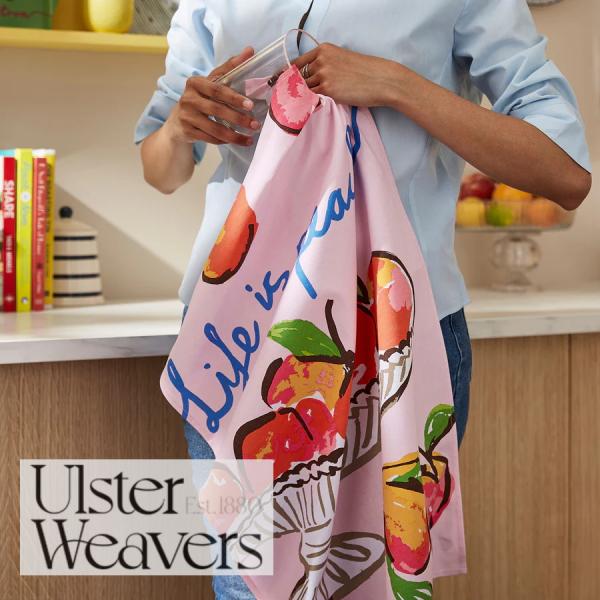 アルスターウィーバーズ ULSTER WEAVERS コットンティータオル サマーフルーツ ピーチ Summer Fruits Peach 桃 キッチンクロス ピンク タペストリー