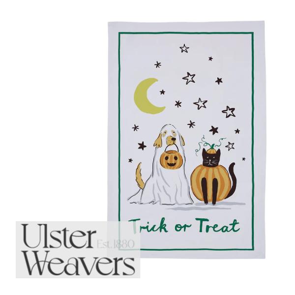 アルスターウィーバーズ ULSTER WEAVERS コットンティータオル トリックオアトリート Trick or Treat ハロウィン 犬 猫 キッチンクロス タペストリー イギリス製