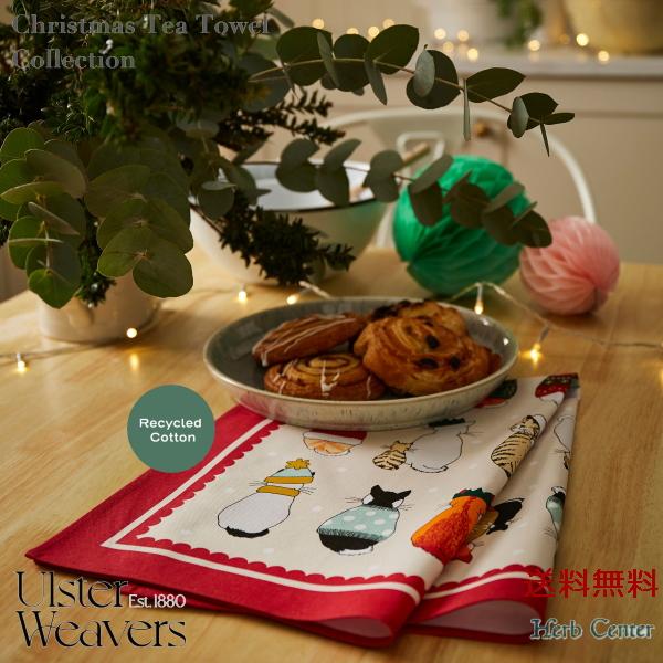 アルスターウィーバーズ Christmas Cats in Waiting クリスマス 待ち猫 コットンティータオル ネコ イギリス キッチンクロス
