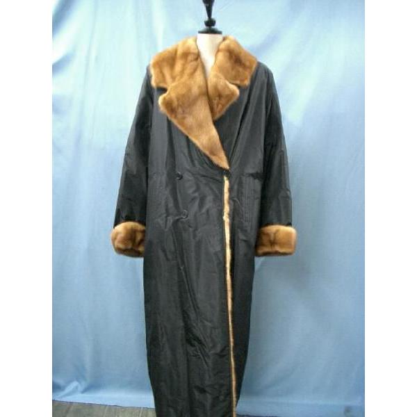 イタリア製 EMBA 絹 シルク ロングコートフォックスファー ファーライナー ミンク ファー ライナー シルク コート : エルベートブルーレーベル