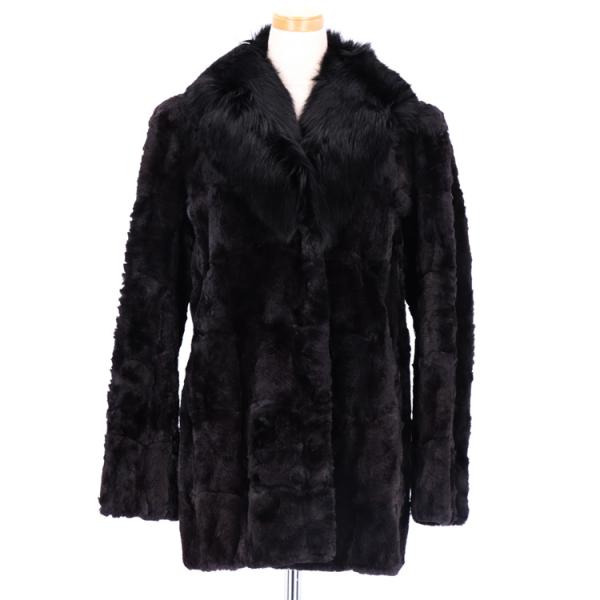 ファーコート モール モグラ フォックス襟 ブラック : エル