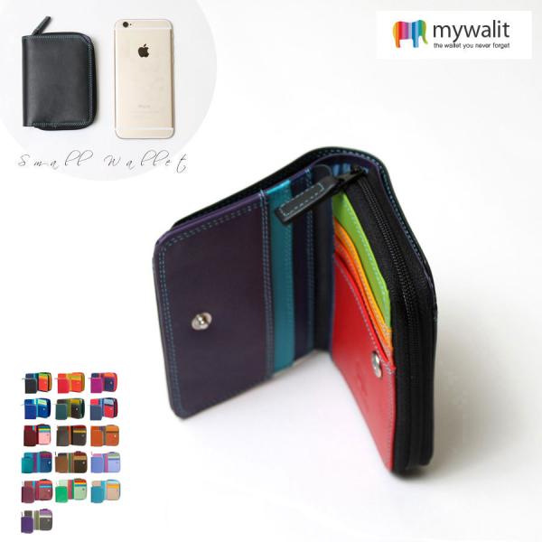 2つ折り財布 ミニ財布 mywalit カーフ レザー 小さい コンパクト 折