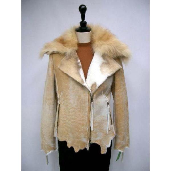 フォックス トリミング ラム ファー ジャケット ムラ染め