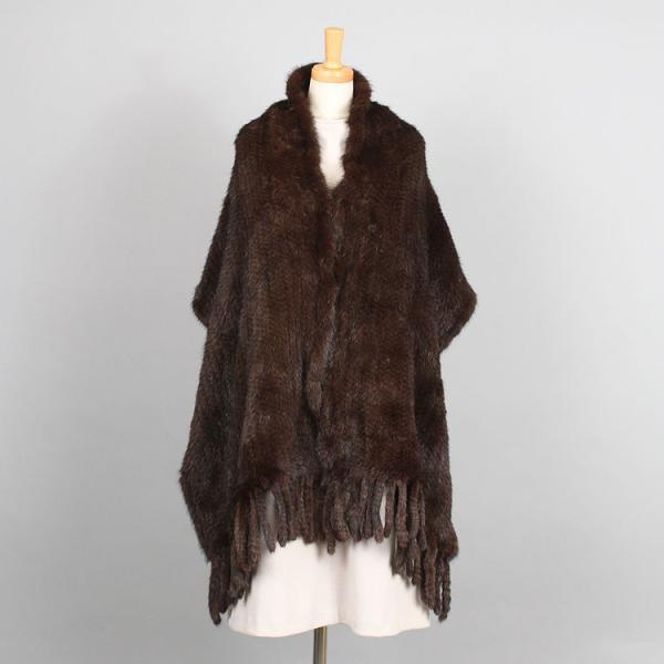 ミンク 編み込み 大判 ファー ストール ダークマホガニー 爆買 : エル