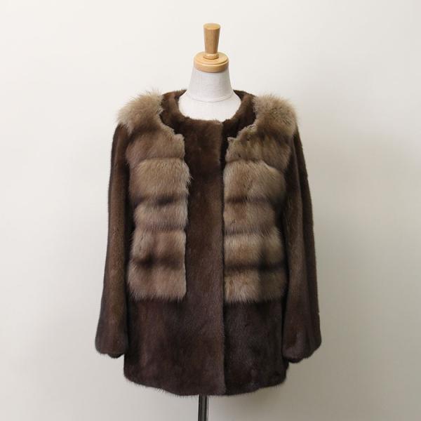 ミンク セーブル ファー ジャケット ブラウン : エルベートブルー