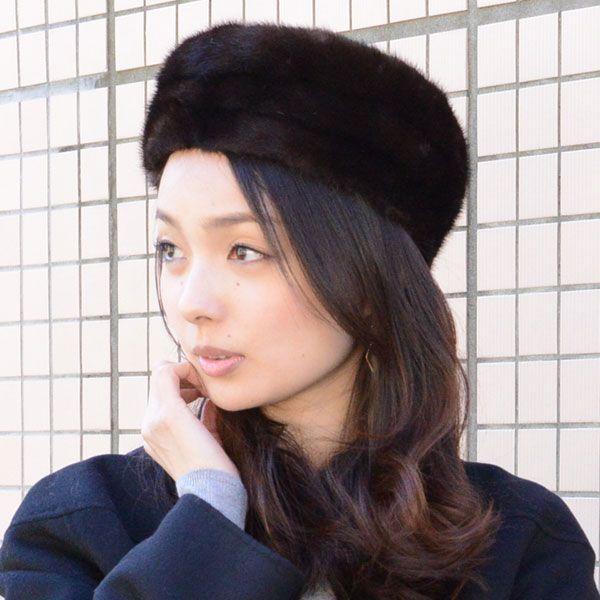 ミンク ファー コサック 帽子 ハット ロシアン帽 : エルベートブルー