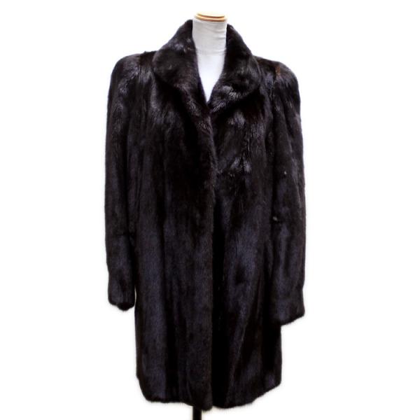 アメリカン ミンク ファー ハーフ コート スカンブラック 爆買 : エル