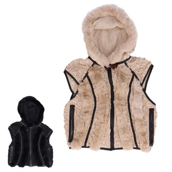 レッキスラビット ファー ベスト フード付 : エルベートブルーレーベル