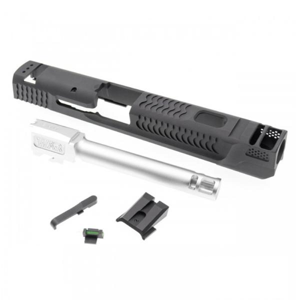 東京マルイ 純正 S&W M&P 9 スライド ブリーチ ピストン セット JDG WAR Afterburner M&P1.0 スライドセット (Black Slide+Silver