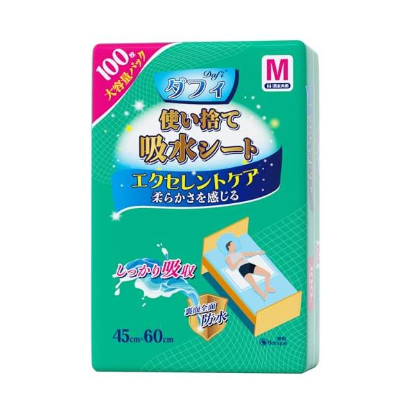 他サイト： ダフィ 吸水シート 100枚 45x60cm 防水シート 使い捨て 介護用 防水シーツ 抗菌ポリマー ふとん安心 ベッド 洗浄の商品画像